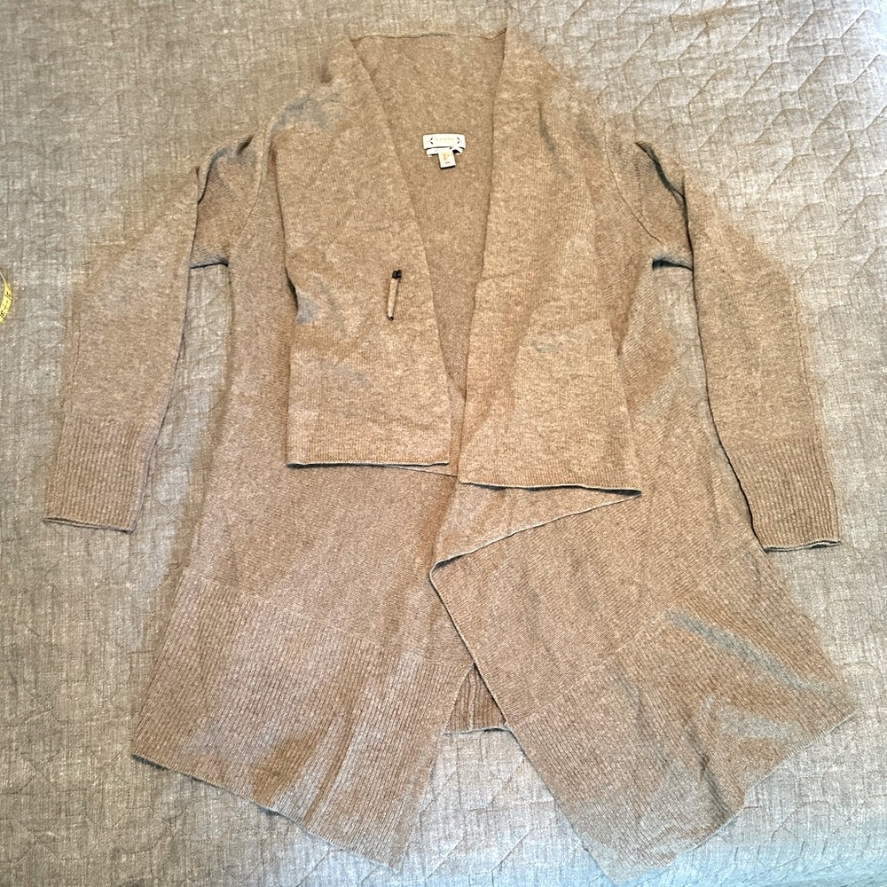 NWOT Nanette Lepore heathered cashmere sweater with safety pin closure - size L